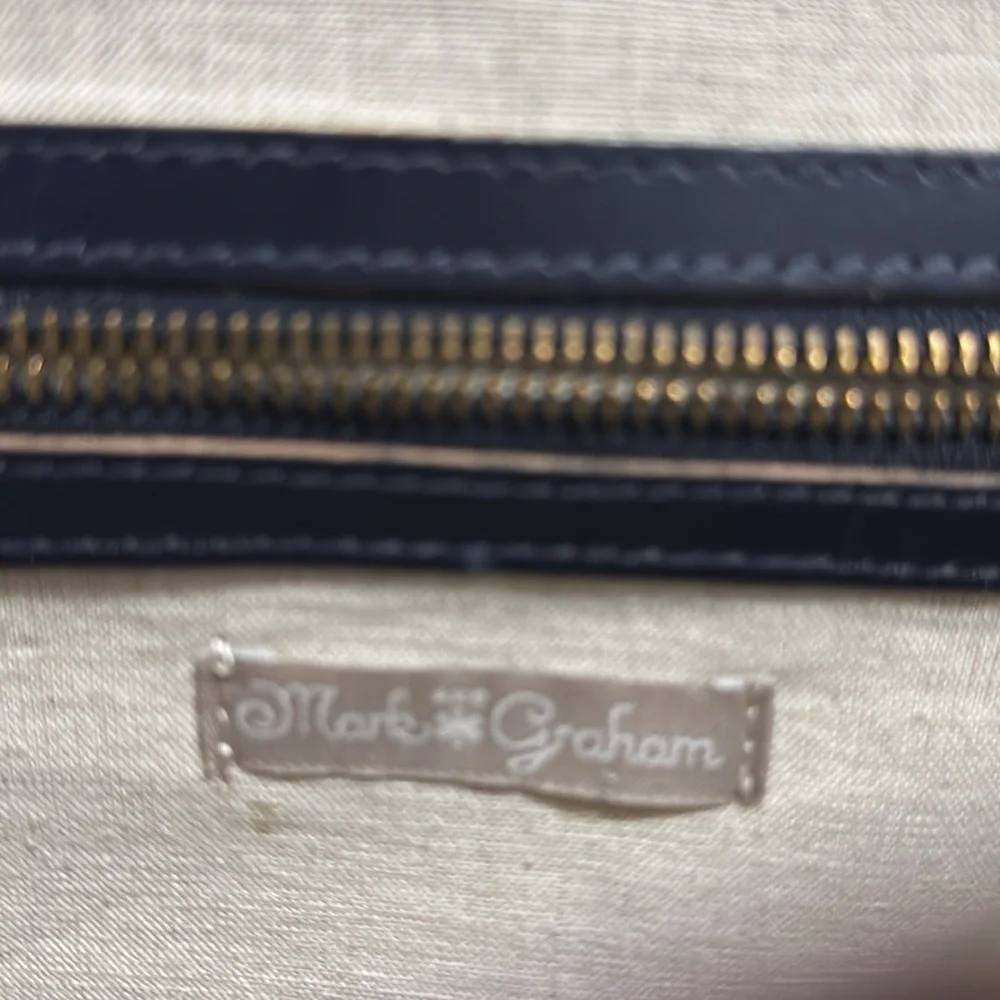 Mark and Graham Navy Leather Messenger Bag Work Travel Crossbody